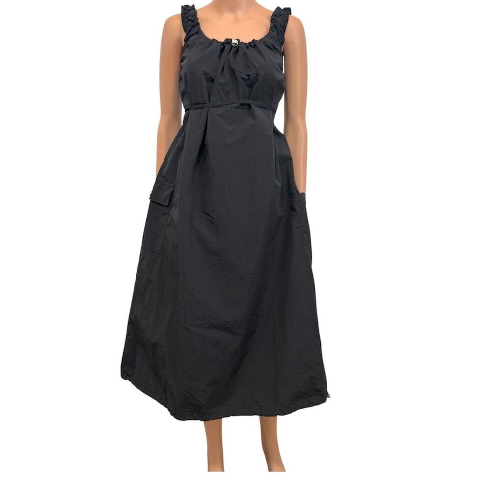 Adora small cinch neck cinch hem tie waist cargo midi dress D1 3488